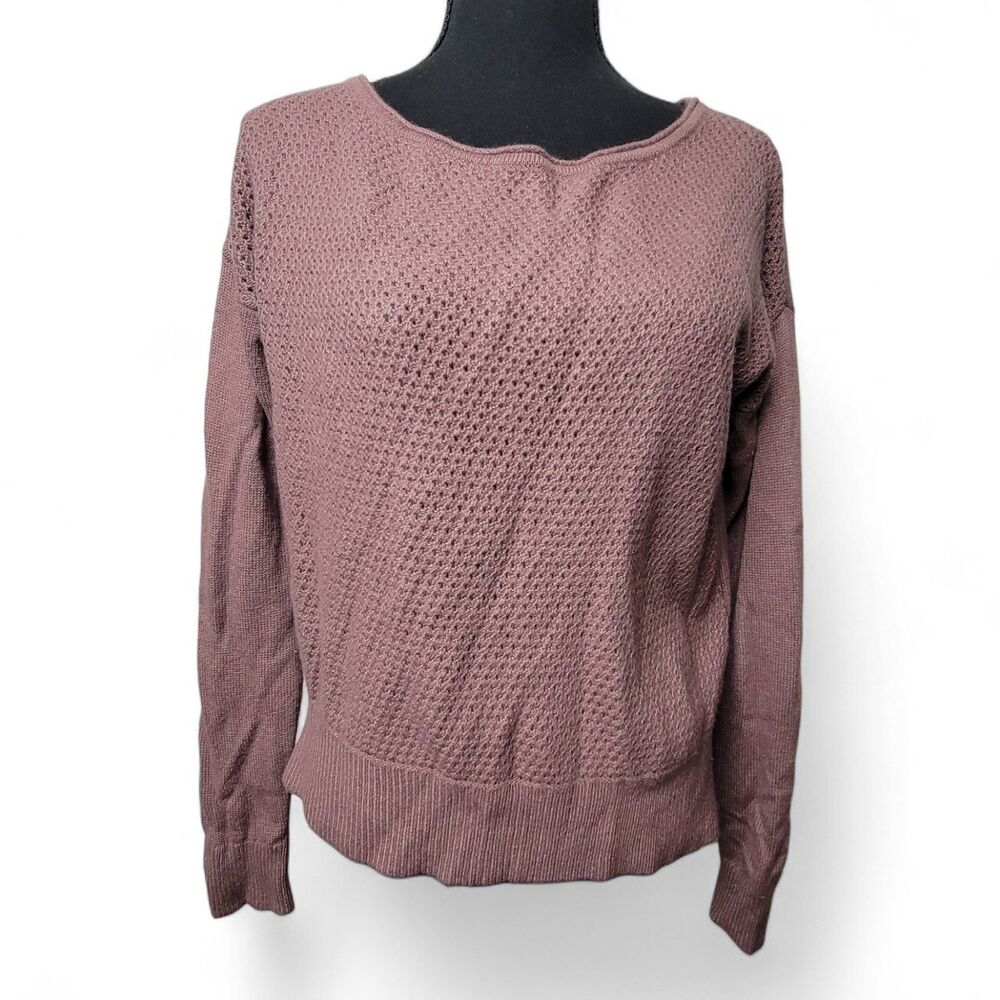 Ann Taylor LOFT Wool Crop Sweater Women's Medium Pink Coastal Grandmother Y2K